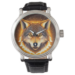 Montre Visage de loup radiant illuminé par une lumière do