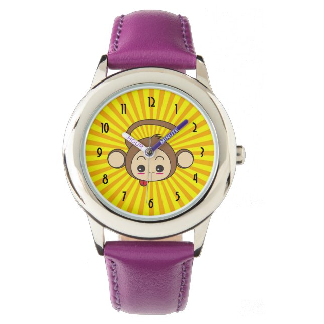 Montre Visage de super singe sur Arrière - plan Sunburst (devant)