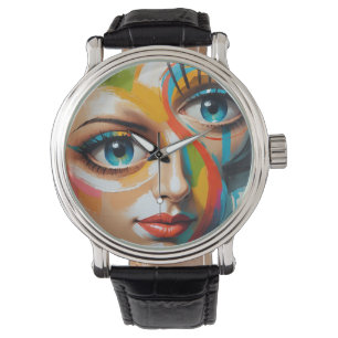 Montre Visage peint couleur Abstraite