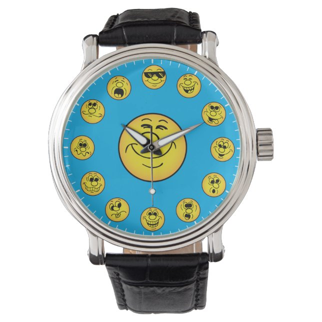 Montre Visages et expressions amusants Emoji's in Yellow  (devant)
