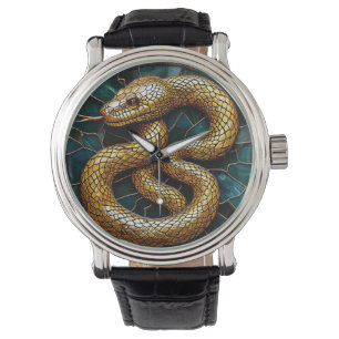 Montre Vitrail serpent doré