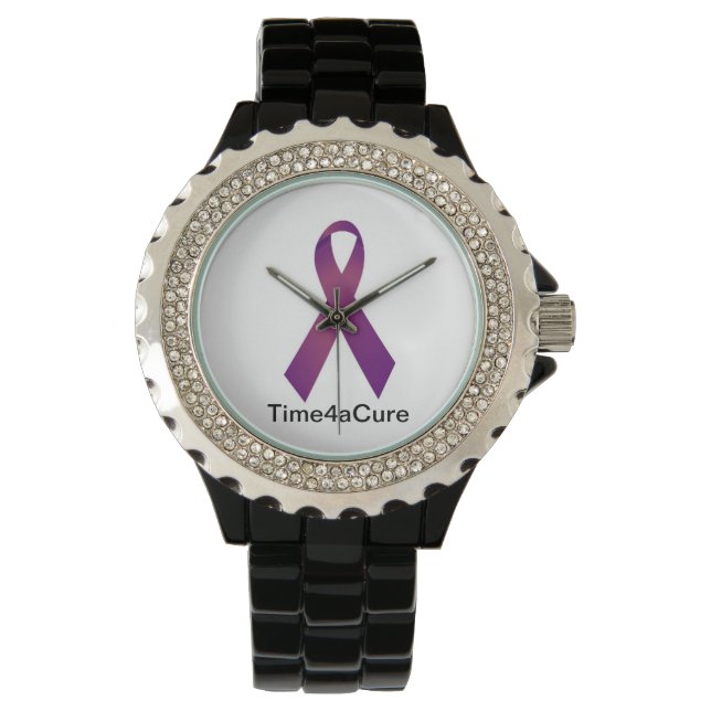 Montre Vitre à ruban violet Fibrose kystique Lupus Fibro (devant)