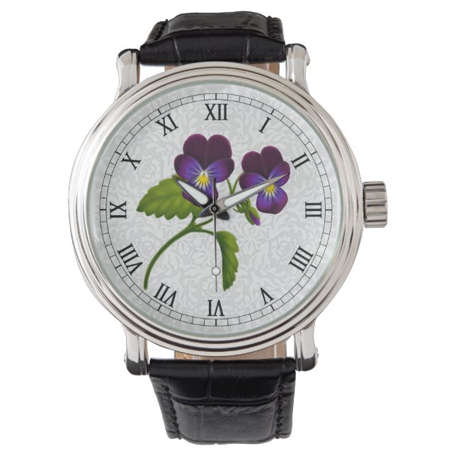 Montre Vitre violet Jardin Pansy Fleurs (devant)