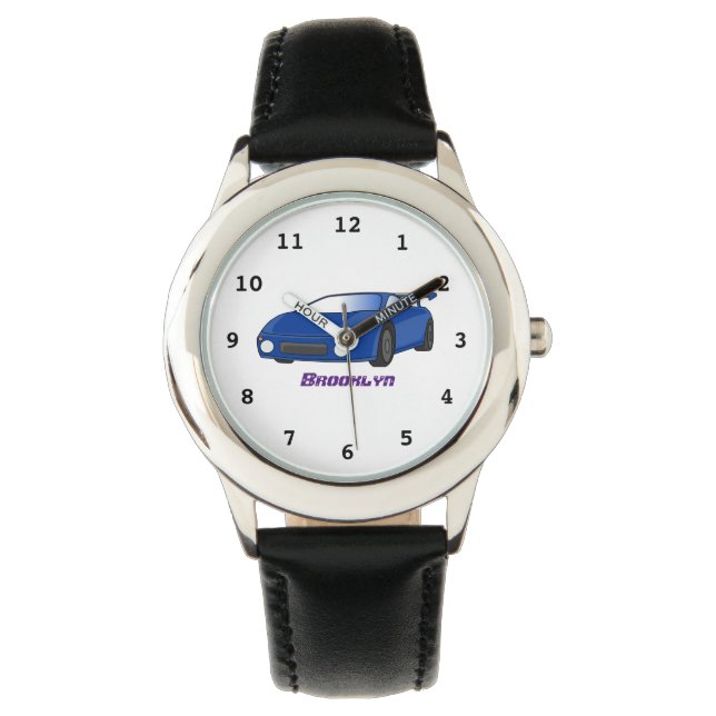 Montre Voiture de sport bleue avec illustration airfos (devant)