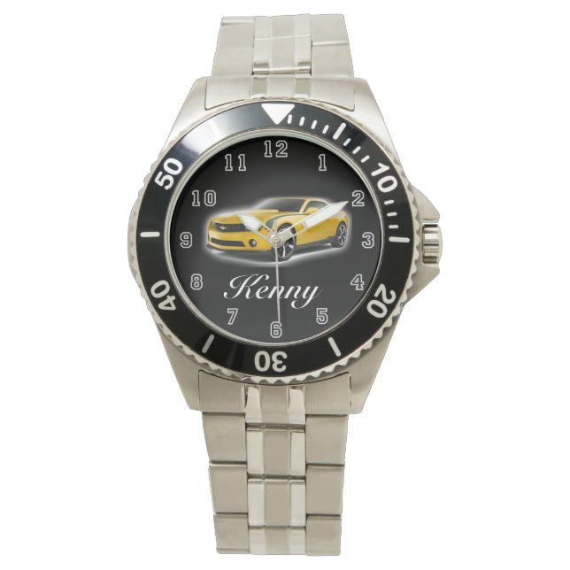 Montre Voiture de sport jaune et noir (devant)