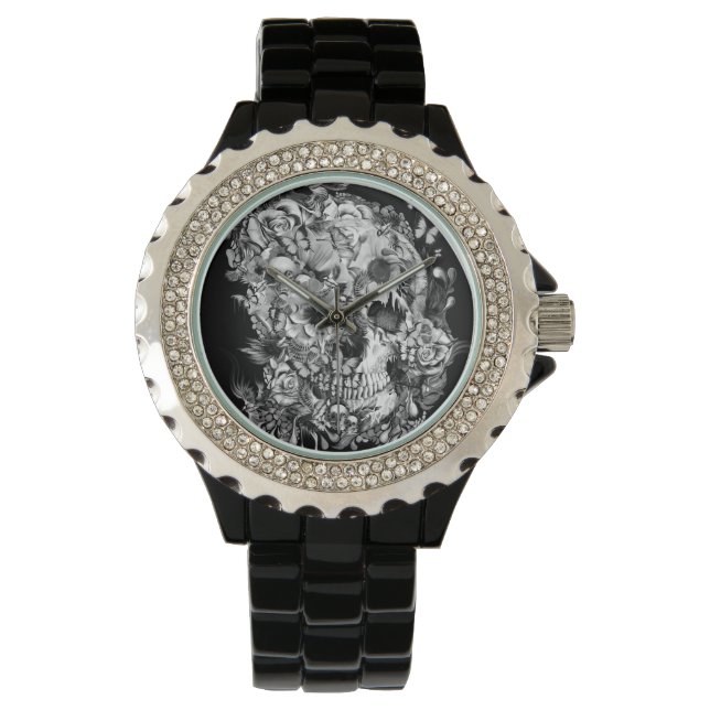 Montre Vol, crâne d'oiseau floral (devant)