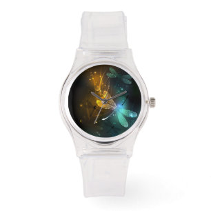 Montre Vol de libellule verte lumineuse