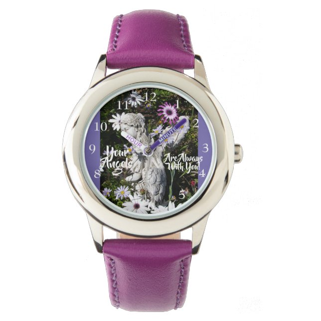 Montre Vos anges sont avec vous Purple Girls Nom Regarder (devant)