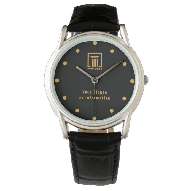 Montre Votre entreprise de logo | Procureur moderne noir (devant)
