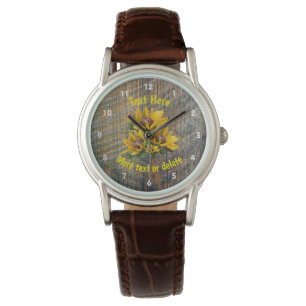 Montre Votre Fleur de marguerite de texte personnalisée