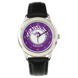 Montre Votre nom Zebra Print Gymnastique en violet