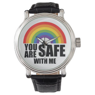 Montre Vous êtes en sécurité avec moi Fierté arc-en-ciel 