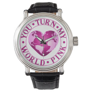 Montre VOUS TOURNEZ MON MONDE ROSE Romantique conception 