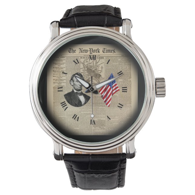 Montre Voyage dans le temps~Abe Lincoln~American Flag~NY  (devant)