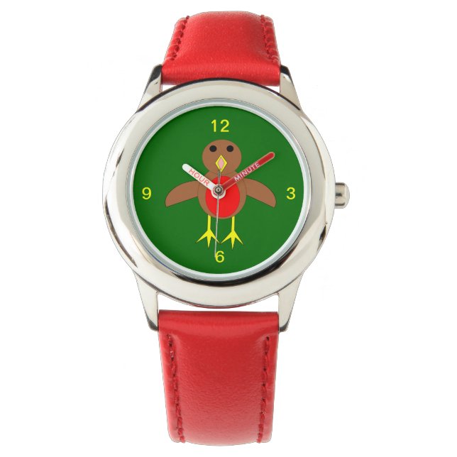 Montre Voyage Robin de Noël avec des chiffres (devant)