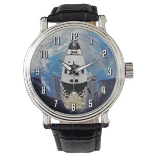 Montre Vue Fish Eye Navette Spatiale Atlantis Orbite Terr