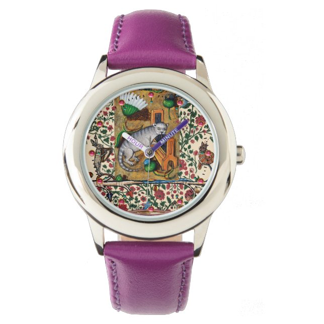 MONTRE WEIRD MÉDIÉVAL BESTIAIRE MUSIQUE, CAT JOUER ORGE (devant)