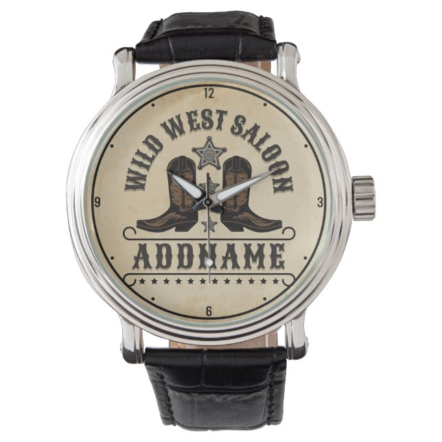 Montre Western Cowboy Boots AJOUTER LE NOM Sheriff Spurs  (devant)
