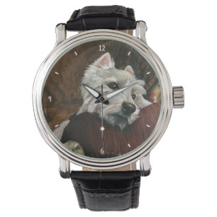 Montre Westie sur canapé