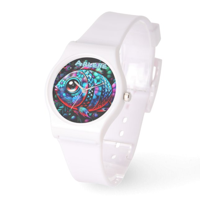 Montre Whimsical Big-Eyed Fish Nautical Personalized (Angle)