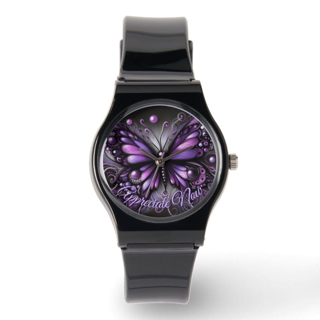 Montre Whimsical Gothic Butterfly Purple Personalized (Recto)