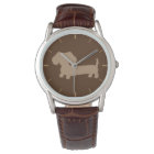 Whimsical Wiener Dog Watch Unisex Chocolat Brown