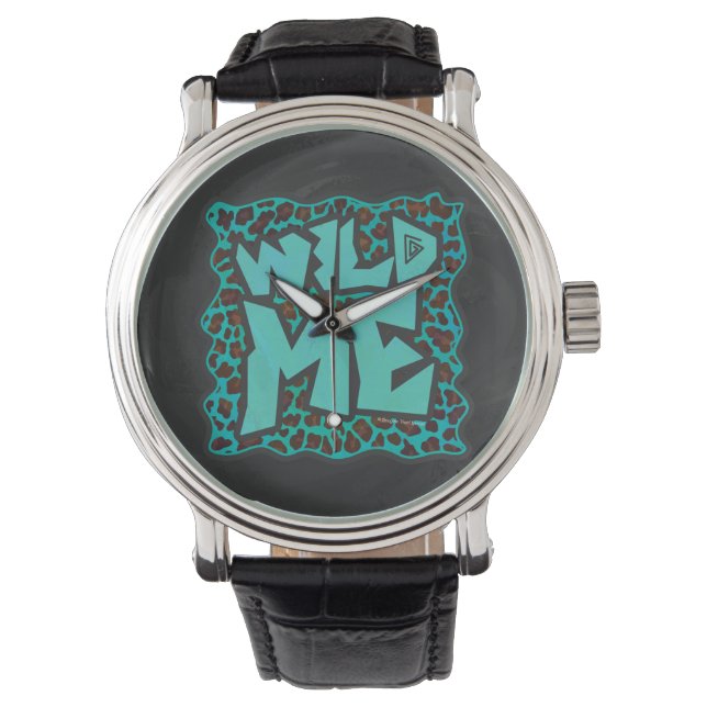 Montre Wild Me Design léopard Brown et Turquoise (devant)