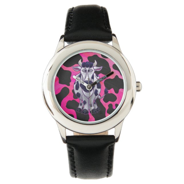 Montre Wild Me Tiger noir et rose (devant)