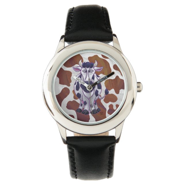 Montre Wild me Vache Brown et blanche Impression (devant)
