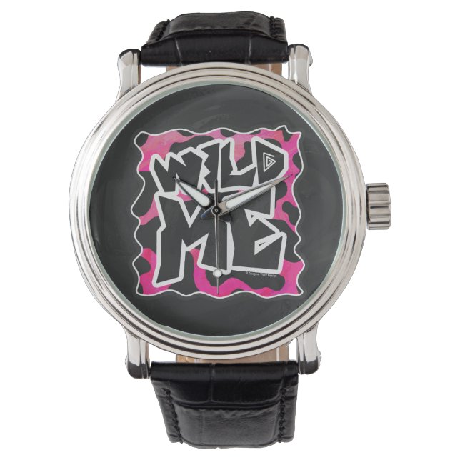 Montre Wild Me Vache rose et blanc (devant)