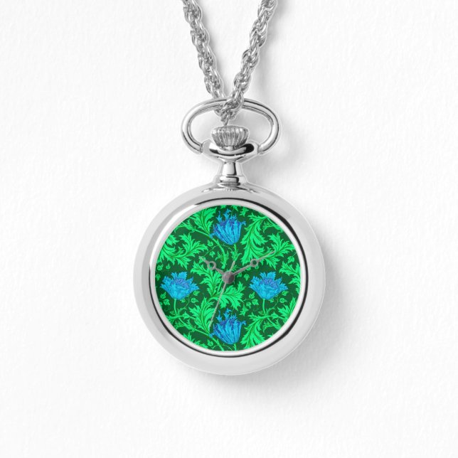 Montre William Morris Anemone, Emerald Green & Turquoise (Recto)