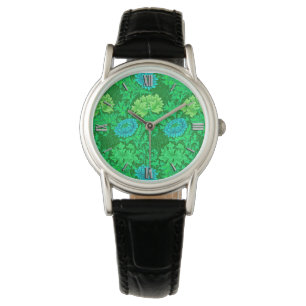 Montre William Morris Chrysanthemums, Lime Green & Aqua