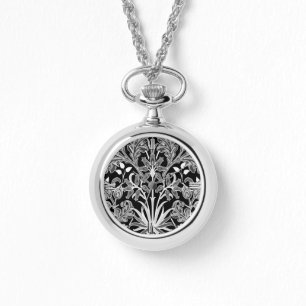Montre William Morris Hyacinth Imprimer, noir et blanc