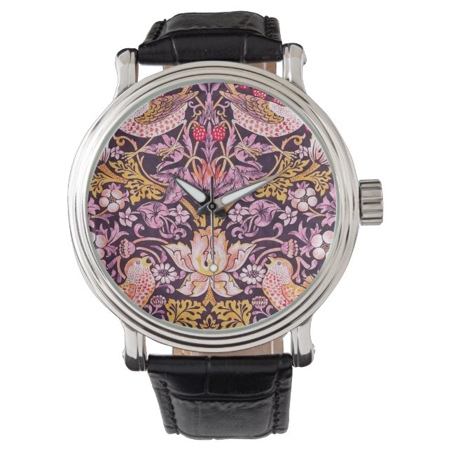 Montre William Morris Strawberry Thief Version violette (devant)