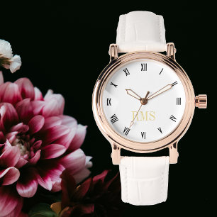 Montre Womens Chic élégant Rose élégant or Monogramme