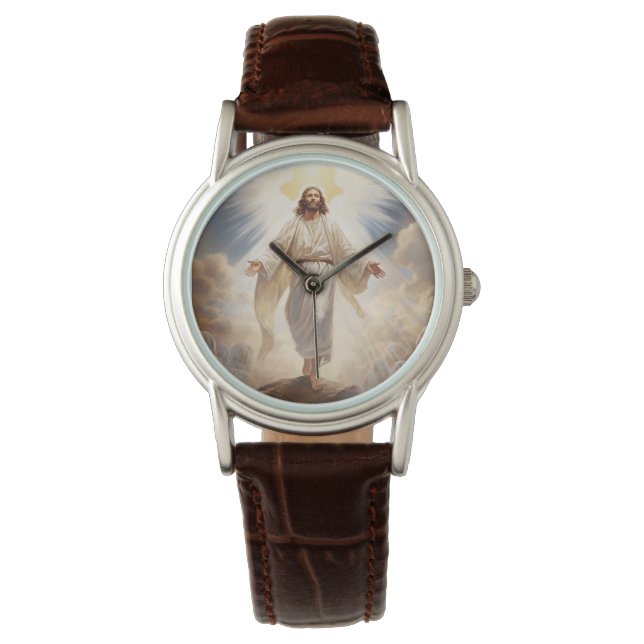 Montre Womens Classic Montre-Jésus en Cuir (devant)