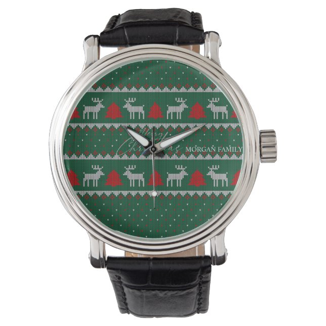 Montre Wonderland d'hiver, pin de rennes vert (devant)