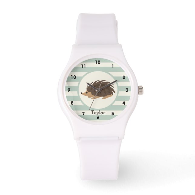 Montre Woodland Porcupine, Hedgehog; Light Sage Green (Recto)