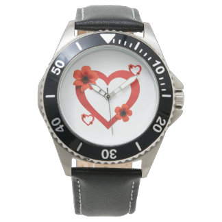 Montre Wristwatch with Red Heart , Minimalist Style