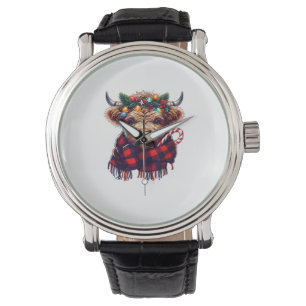 Montre xmas extraordinaire vache des hautes terres lumièr