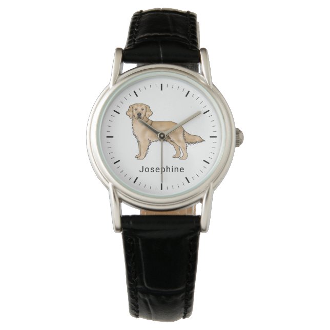 Montre Yellow Golden Retriever mignon chien avec nom pers (devant)