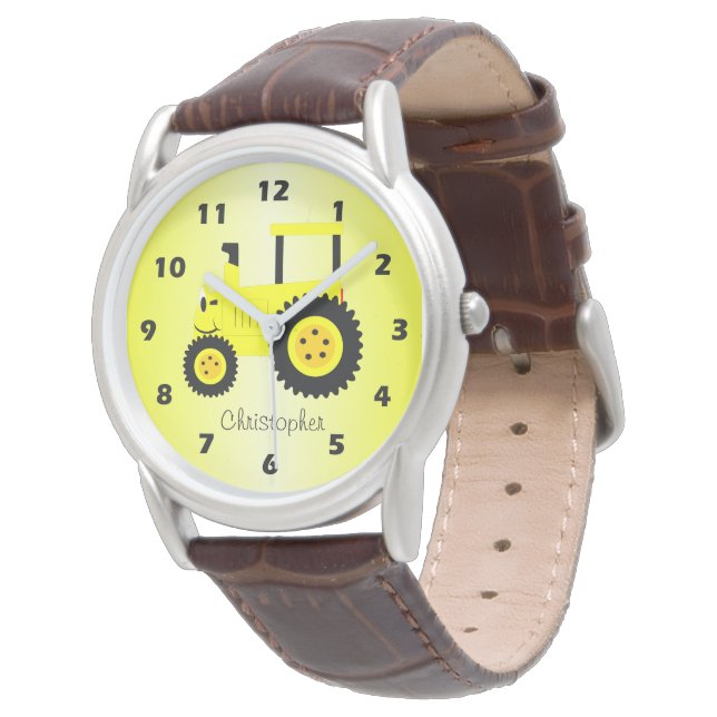 Montre Yellow Tractor Design Personalised (Incliné)