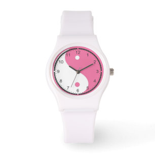Montre Yin et Yang rose et blanc