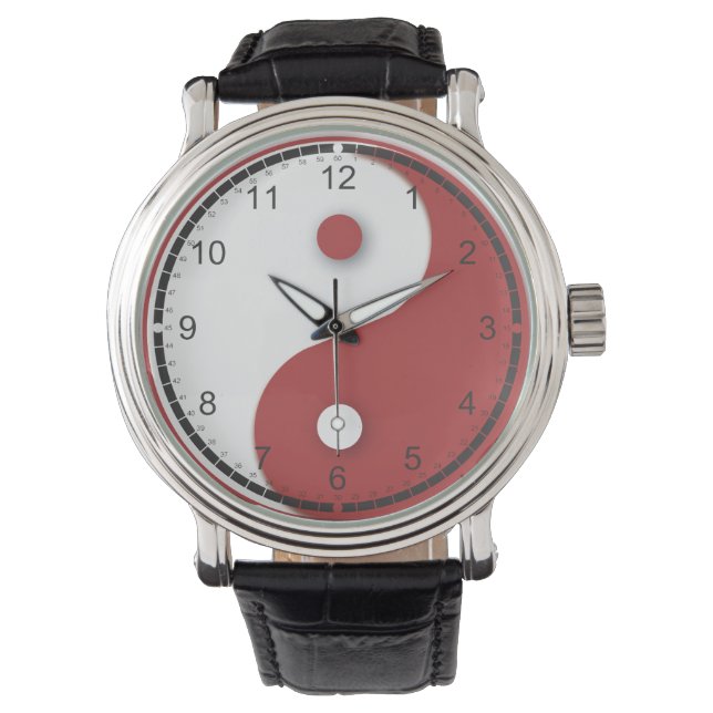 Montre Yin rouge et blanc et Yang (devant)