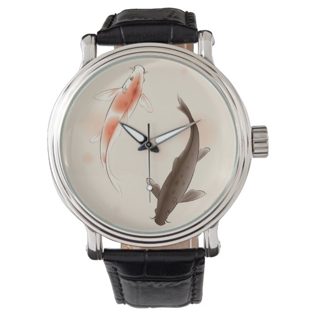 Montre Yin Yang Koi fishes in oriental painting (devant)