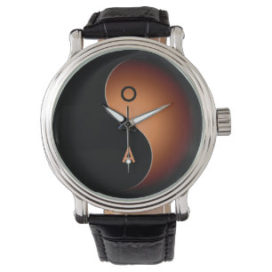 Montre yin yang monogramme - café