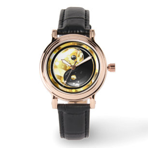Montre Yin Yang or sur noir