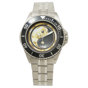 Montre Yin Yang or sur noir