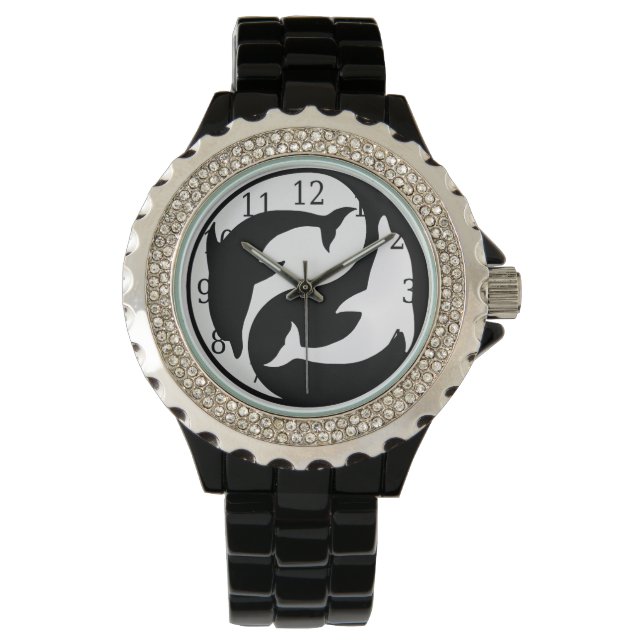 Montre Yin Yang Veille sur les dauphins (devant)