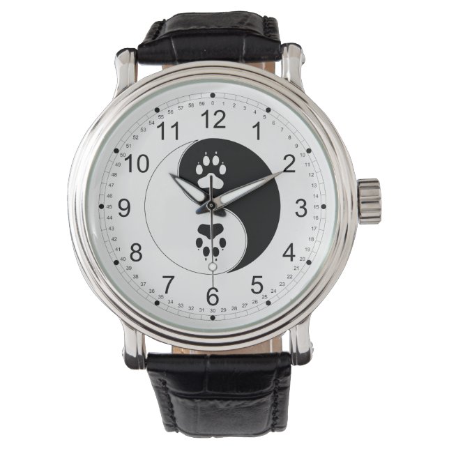 Montre Ying Yang Empreinte de patte (devant)